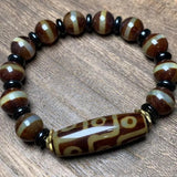Bright Agate String with Nine Eye DZi Beads Bracelet