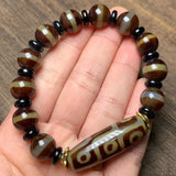 Bright Agate String with Nine Eye DZi Beads Bracelet