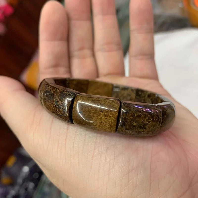 Bronzite Stone Beads Bracelet Gemstone Bangle Woman Gift