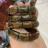 Bronzite Stone Beads Bracelet Gemstone Bangle Woman Gift