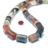 Brown Banded Agate Smooth Tube Loose Beads Gemstone Bracelet Necklace