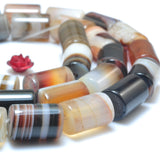 Brown Banded Agate Smooth Tube Loose Beads Gemstone Bracelet Necklace