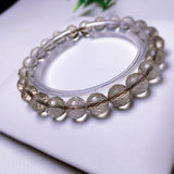 Natural Brown Crystal Bracelet 8mm Beads 128 Facets Jewelry Unisex Style