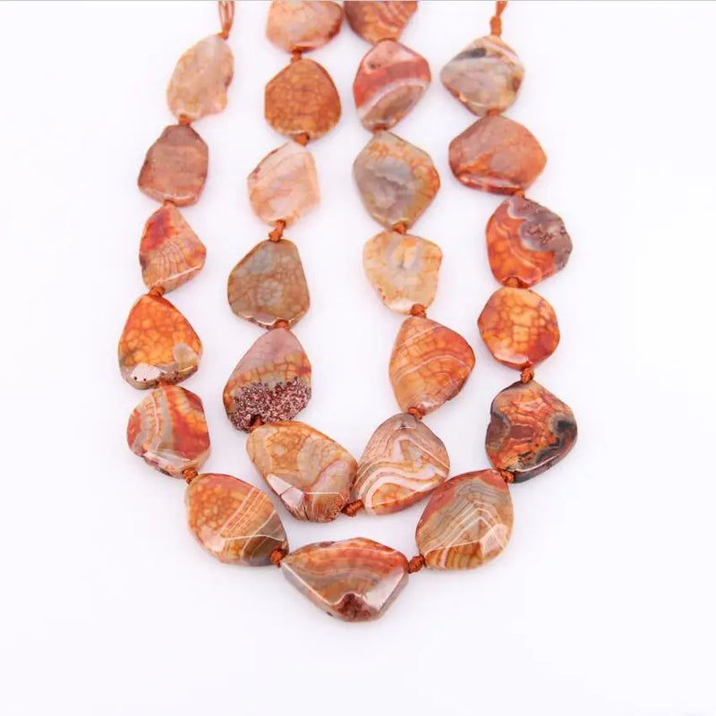 Natural Brown Dragon Veins Achate Cut Slab Slice Loose Beads