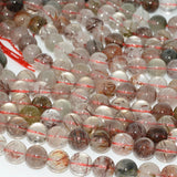 Natural Brown Rutilated Quartz Round Beads 8mm