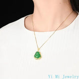 Natural Zircon Crystal Buddha Pendant Necklace for Women
