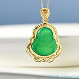 Natural Zircon Crystal Buddha Pendant Necklace for Women