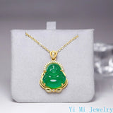 Natural Zircon Crystal Buddha Pendant Necklace for Women