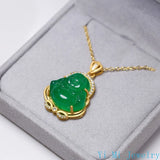 Natural Zircon Crystal Buddha Pendant Necklace for Women