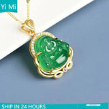 Natural Zircon Crystal Buddha Pendant Necklace for Women