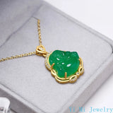 Natural Zircon Crystal Buddha Pendant Necklace for Women