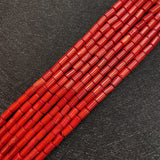 Red Coral Beads Cylinder Jewelry Charm Necklace Bracelet DIY 15 Inch