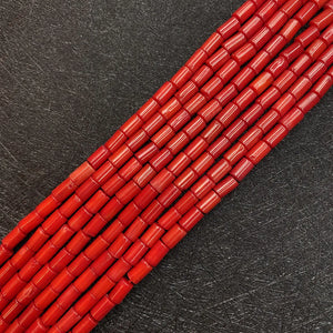 Red Coral Beads Cylinder Jewelry Charm Necklace Bracelet DIY 15 Inch