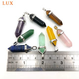 Pink Crystal Hexagonal Column Pendant Necklace for Women