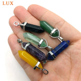 Pink Crystal Hexagonal Column Pendant Necklace for Women