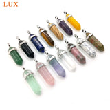 Pink Crystal Hexagonal Column Pendant Necklace for Women