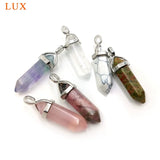 Pink Crystal Hexagonal Column Pendant Necklace for Women