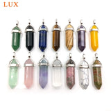 Pink Crystal Hexagonal Column Pendant Necklace for Women