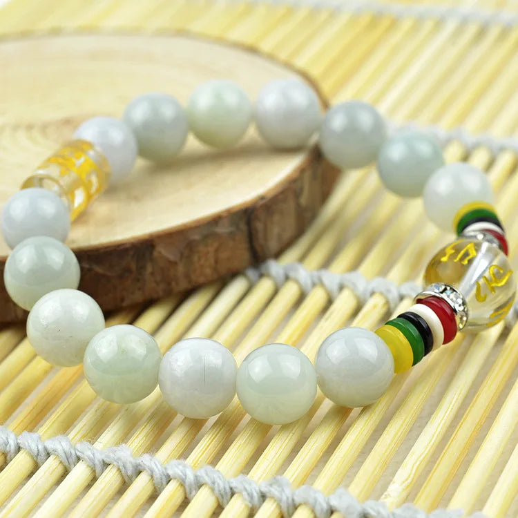 Natural Burma Green Jade Bracelet 10MM Beads Gemstone Bangle