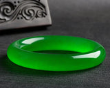 Dark Green Burma Ice Jade Round Bar Bracelet for Women