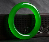 Dark Green Burma Ice Jade Round Bar Bracelet for Women