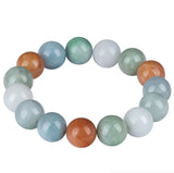 Natural Burma Jade 13mm Tricolor Hand String Ice Jadeite Beads Bracelet
