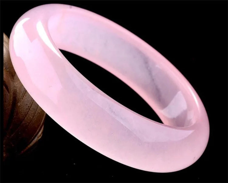 Natural Burma Jade A Ice Pink Bangle Jewelry Fine Gemstone Jadeite Bracelet