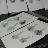 Natural Burma Jadeite Hollow 925 Silver Earring Pendants, 10-18mm