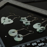 Natural Burma Jadeite Hollow 925 Silver Earring Pendants, 10-18mm