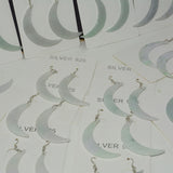 Burma Jade Waxing Crescent Moon Earring Pendants 925 Silver 8-10mmx40mm-45mm