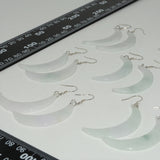 Burma Jade Waxing Crescent Moon Earring Pendants 925 Silver 8-10mmx40mm-45mm