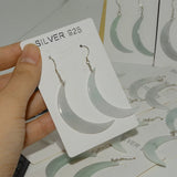 Burma Jade Waxing Crescent Moon Earring Pendants 925 Silver 8-10mmx40mm-45mm