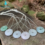 Natural Burma Jade Pendant Necklace Emerald Round Donut Lucky