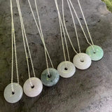 Natural Burma Jade Pendant Necklace Emerald Round Donut Lucky