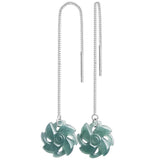 Burma Jadeite S925 Silver Luck Ear Line Earrings High-end Female Jewelry
