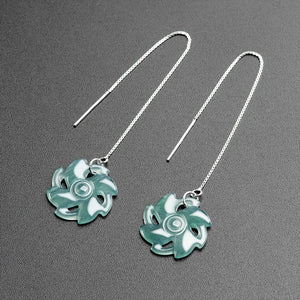 Burma Jadeite S925 Silver Luck Ear Line Earrings High-end Female Jewelry