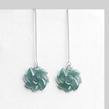 Burma Jadeite S925 Silver Luck Ear Line Earrings High-end Female Jewelry