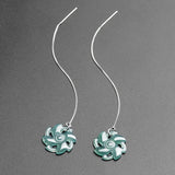 Burma Jadeite S925 Silver Luck Ear Line Earrings High-end Female Jewelry