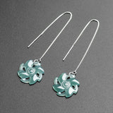 Burma Jadeite S925 Silver Luck Ear Line Earrings High-end Female Jewelry