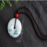 Burmese Jade Donut Pendant Necklace Genuine Green Jadeite Charms