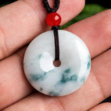 Burmese Jade Donut Pendant Necklace Genuine Green Jadeite Charms