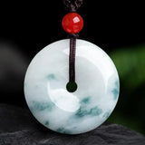 Burmese Jade Donut Pendant Necklace Genuine Green Jadeite Charms