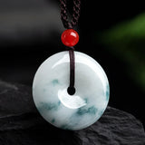 Burmese Jade Donut Pendant Necklace Genuine Green Jadeite Charms