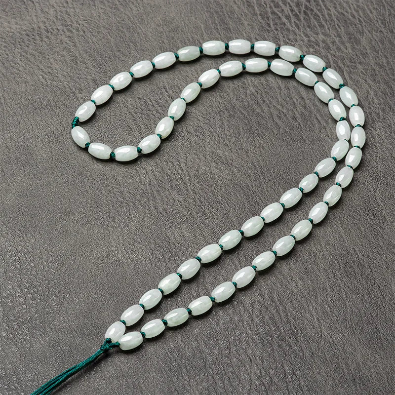 Burmese A-goods Green Lutong Jade Beads Lanyard Necklace