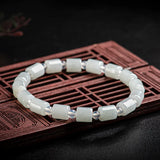 Burmese A-goods Jadeite Barrel Beads Ice Jade Bracelet Women's Jewelry