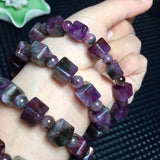 Natural Cacoxenite Auralite 23 Red Canada Bracelet 7x7mm Cube Beads
