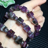 Natural Cacoxenite Auralite 23 Red Canada Bracelet 7x7mm Cube Beads