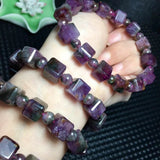 Natural Cacoxenite Auralite 23 Red Canada Bracelet 7x7mm Cube Beads