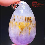 Natural Cacoxenite Purple Rutilated Bead Pendant Necklace