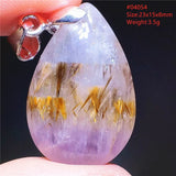 Natural Cacoxenite Purple Rutilated Bead Pendant Necklace